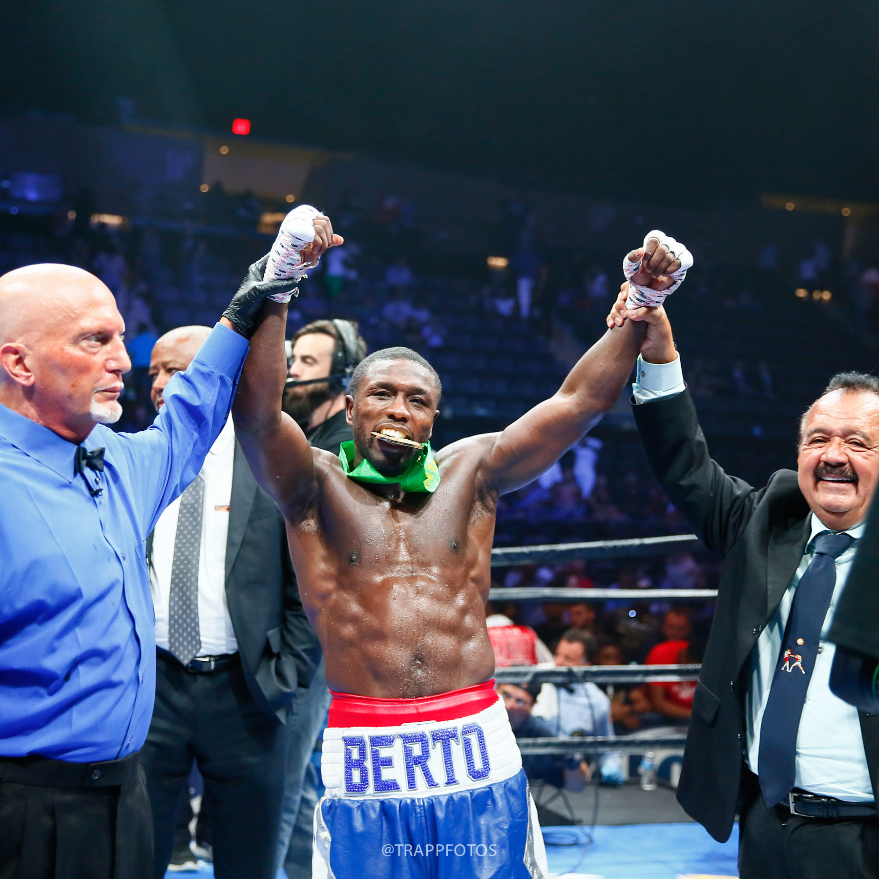Andre Berto celebrating victory